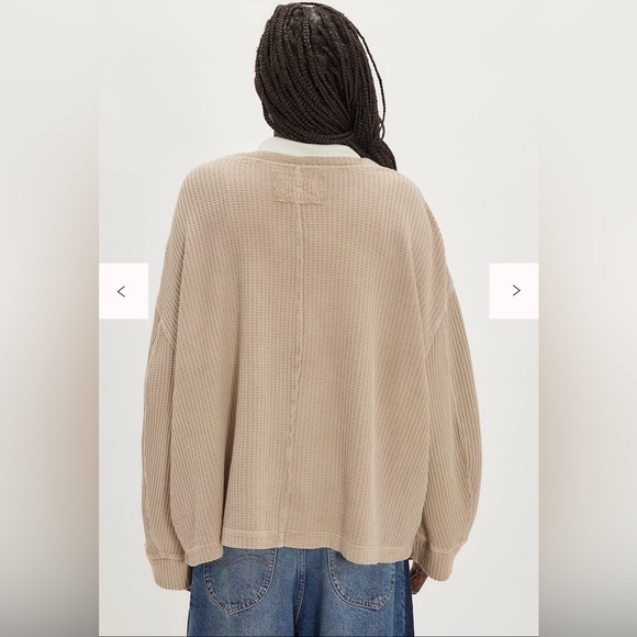 We The Free - Dawson Waffle Knit Top - smooth stone - M - Picture 2 of 7